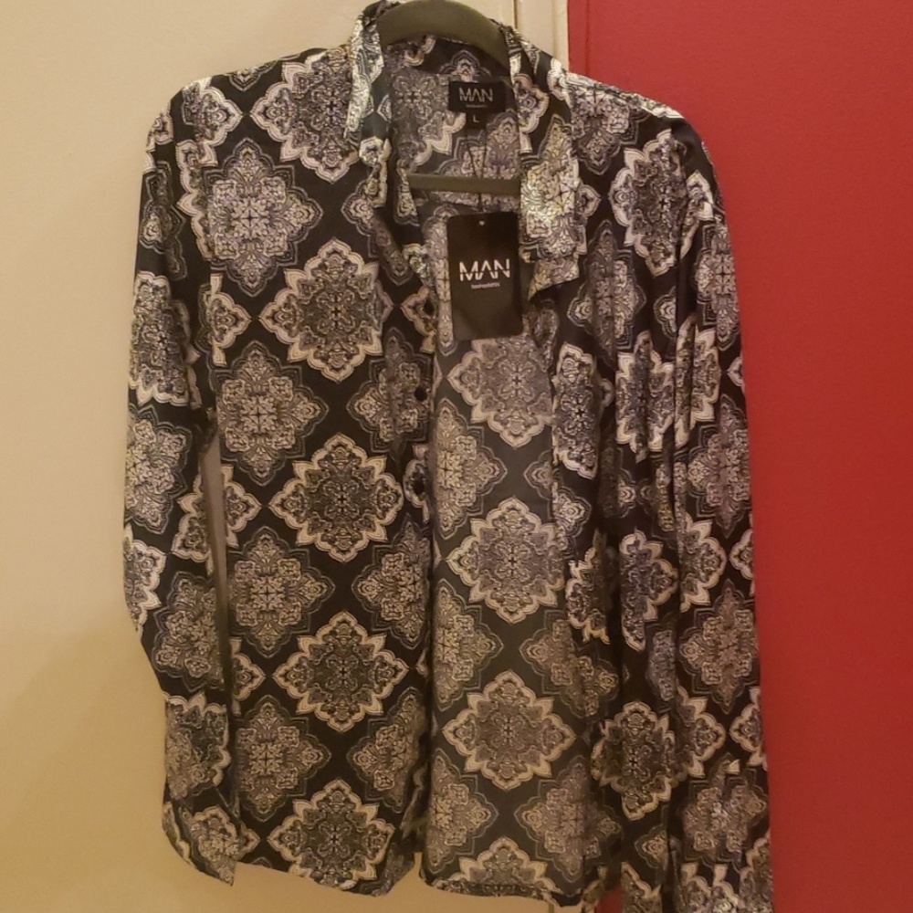Boohoo Silk button Up Shirt.